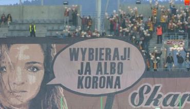Korona Kielce - Piast Gliwice - oprawa "Skarbie, będzie mi Ciebie brakować"