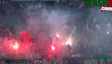 NK Celje - Śląsk Wrocław: oprawa kibiców Śląska Wrocław
