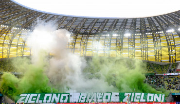 2.08.2021,  oprawa przygotowana przez kibiców Lechii Gdańsk. Gdańsk Polsat Plus Arena Gdańsk.