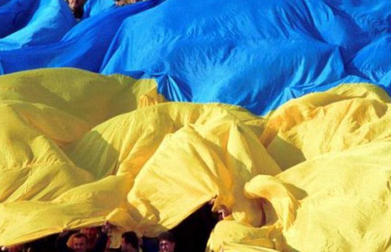 Demonstracja ukraińskich kibiców we Lwowie