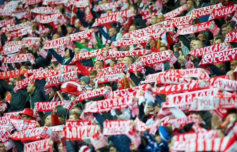 Eliminacje Mistrzostw Swiata 2018 Mecz Polska - Czarnogora Kibice reprezentacji Polski