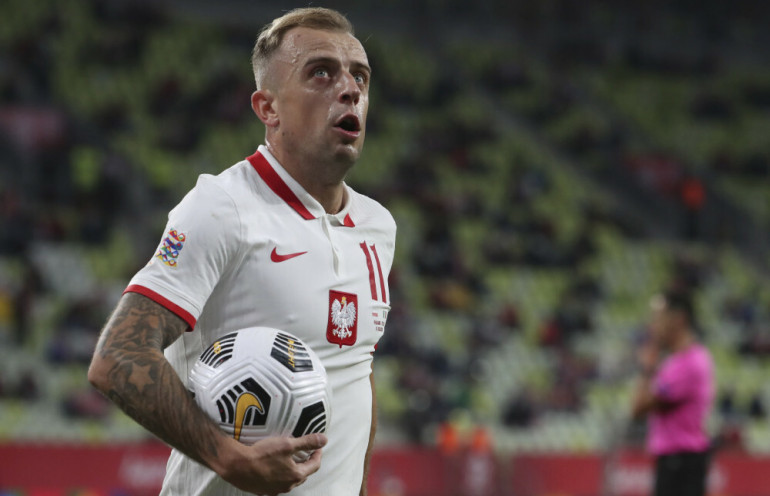Kamil Grosicki w meczu Polska - Włochy w ramach Ligi Narodów UEFA