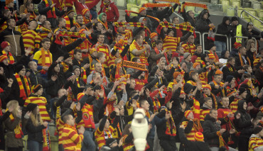 Kibice Jagiellonii na stadionie