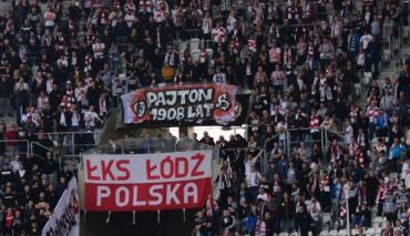Kibice ŁKS-u podczas starcia z Rakowem