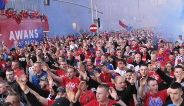 Kibice Rakowa Częstochowa świętowali z drużyną awans do Ekstraklasy