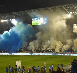 Kibice Slovan Bratysława hucznie uczcili otwarcie nowego stadionu