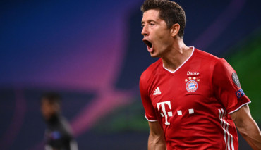 Lewandowski podczas meczu Ligi Mistrzów 2019/2020