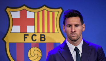Lionel Messi podczas konferencji pożegnalnej, 8.08.2021.