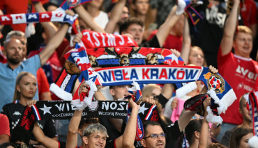 Mecz 3. kolejki PKO Ekstraklasy rozegrany w Krakowie pomiędzy Wisłą Kraków i Wisłą Płock, kibice Wisły Kraków.