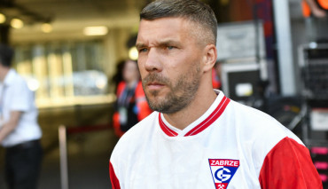 Podolski podczas meczu Górnika z Ferencvarosem