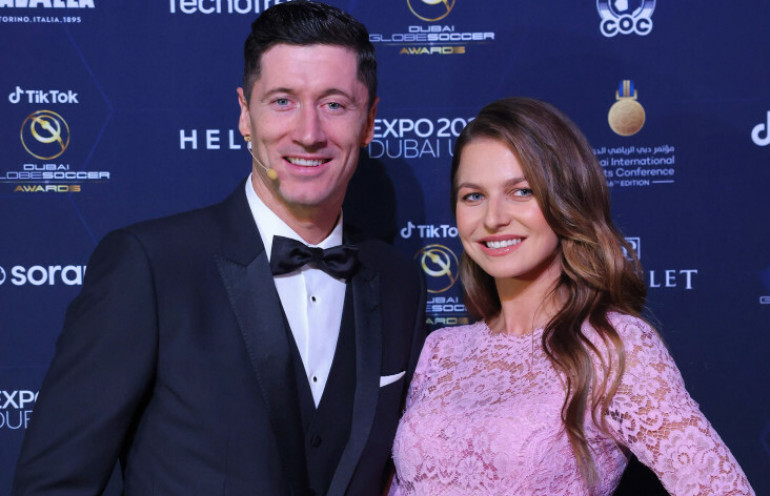 Robert Lewandowski na gali Globe Soccer Awards