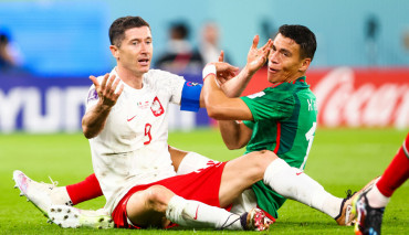 Robert Lewandowski podczas meczu Meksyk vs Polska