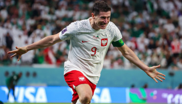 Robert Lewandowski podczas MŚ 2022 mecz Polska - Arabia Saudyjska.